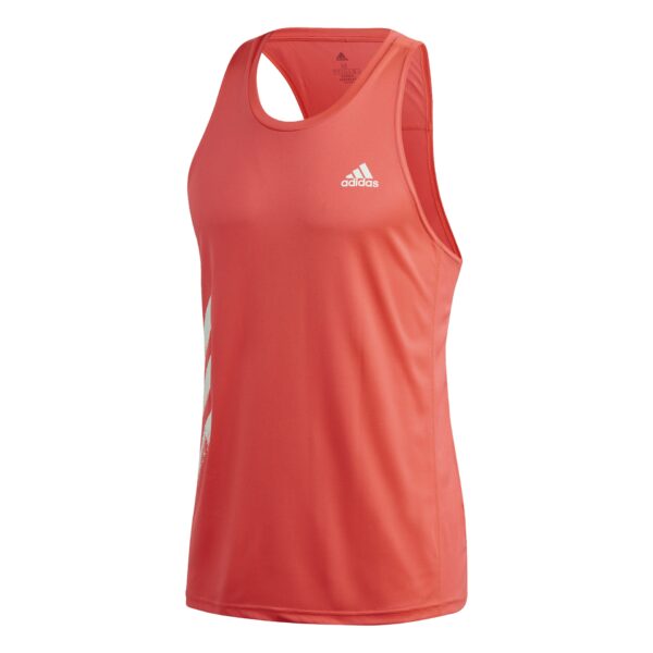 Adidas Men's Own the Run 3-Stripes PB Singlet - Signal Pink