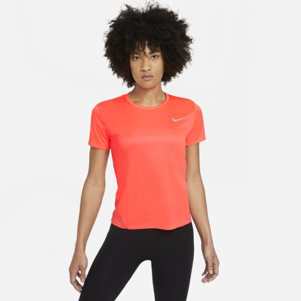 Nike Women's Miler Short Sleeve Top - Bright Mango/Reflective Silver - Image 3