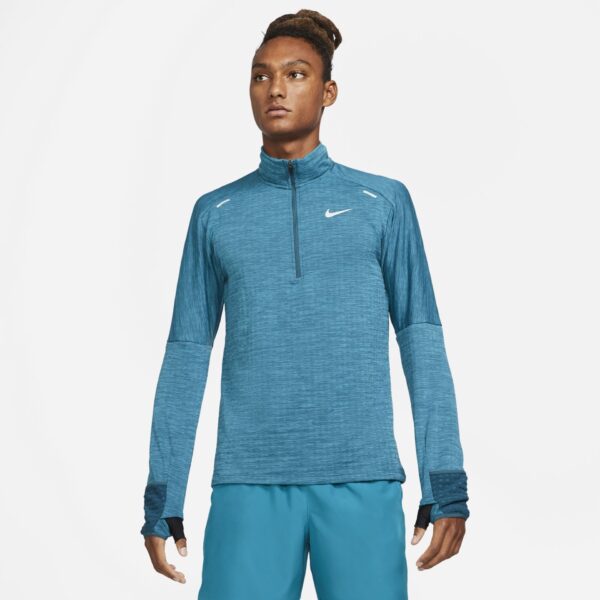 Nike Men's Sphere 1/2-Zip Running Top - Dark Teal/Heather/Reflective Silver - Image 3