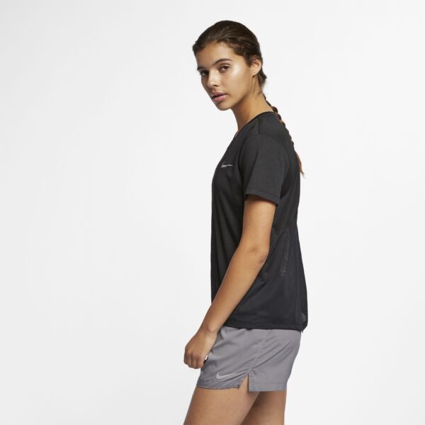 Nike Women's Miler Short Sleeve Top - Black/Reflective Silver - Image 3