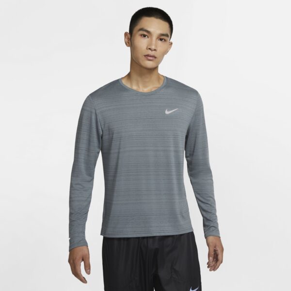 Nike Men's Miler Long Sleeve Top - Smoke Grey/Reflective Silver - Image 3