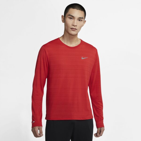 Nike Men's Miler Long Sleeve Top - University Red/Reflective Silver - Image 3