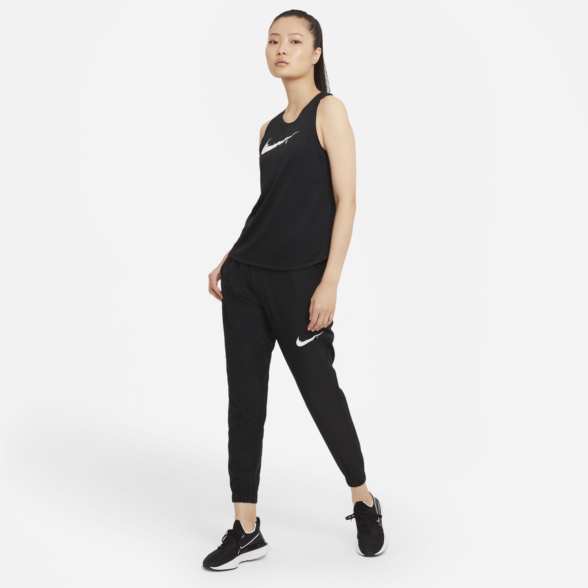 Nike Women's Swoosh Run Track Pants - Black/Grey Fog/White - Running Bath