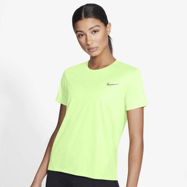 Nike Women's Miler Short Sleeve Top - Barely Volt/Reflective Silver - Image 3
