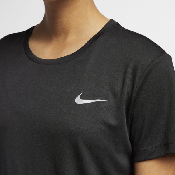 Nike Women's Miler Short Sleeve Top - Black/Reflective Silver - Image 4