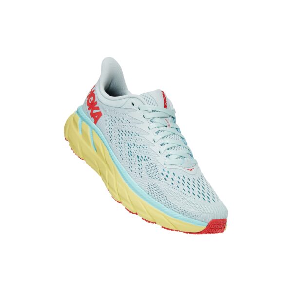 Hoka One One Women's Clifton 7 - Morning Mist/Hot Coral - Image 3