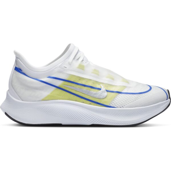 Nike Women's Zoom Fly 3 - White/Metallic Silver-Racer Blue-Cyber