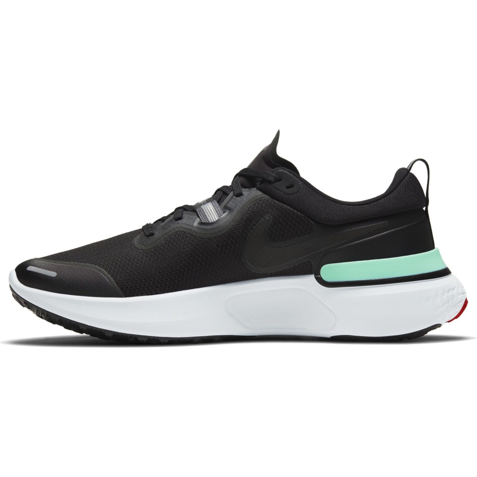 Nike Menâs React Miler â Black/Black-Iron Grey-Green Glow â Running Bath