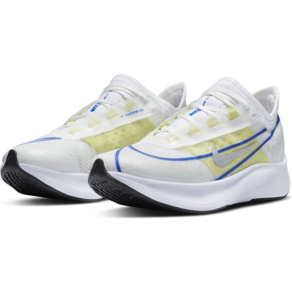 Nike Women's Zoom Fly 3 - White/Metallic Silver-Racer Blue-Cyber - Image 4