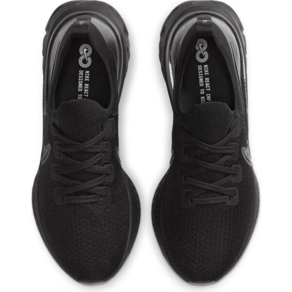 Nike Men's React Infinity Run Flyknit - Black/Black/Black/White - Image 5
