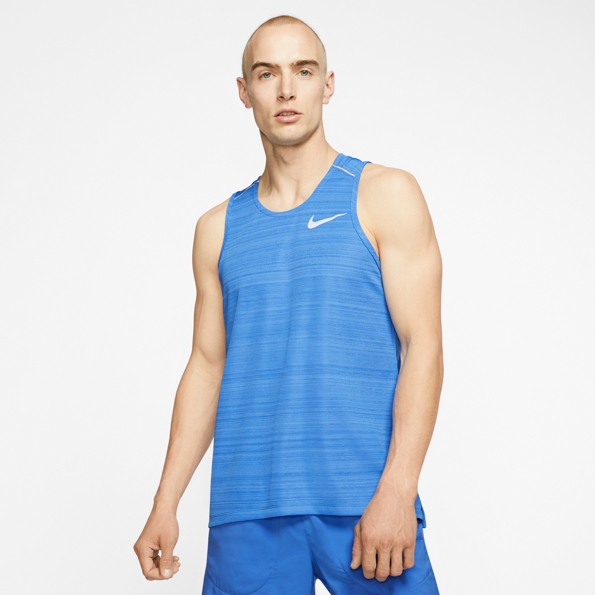 Nike Men's Miler Tank - Pacific Blue/HTR/Reflective Silver - Running Bath