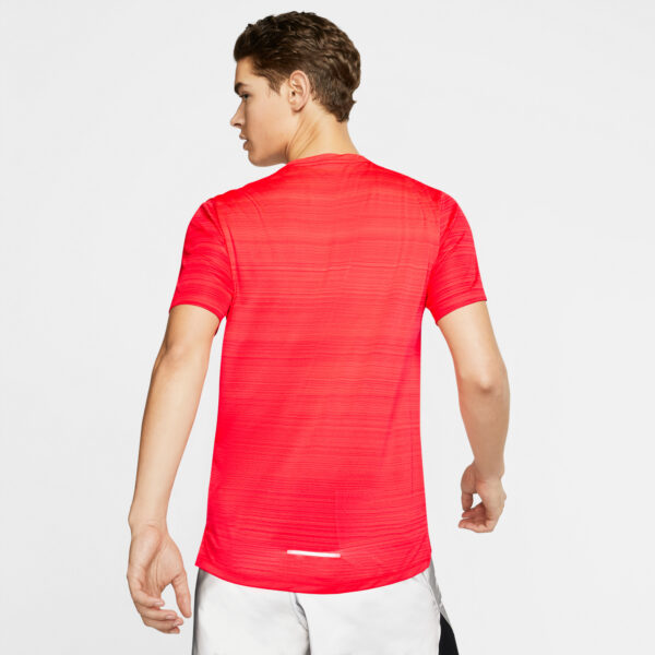 Nike Men's Dri-FIT Miler Short Sleeve - Laser Crimson/HTR/Reflective Silver - Image 3