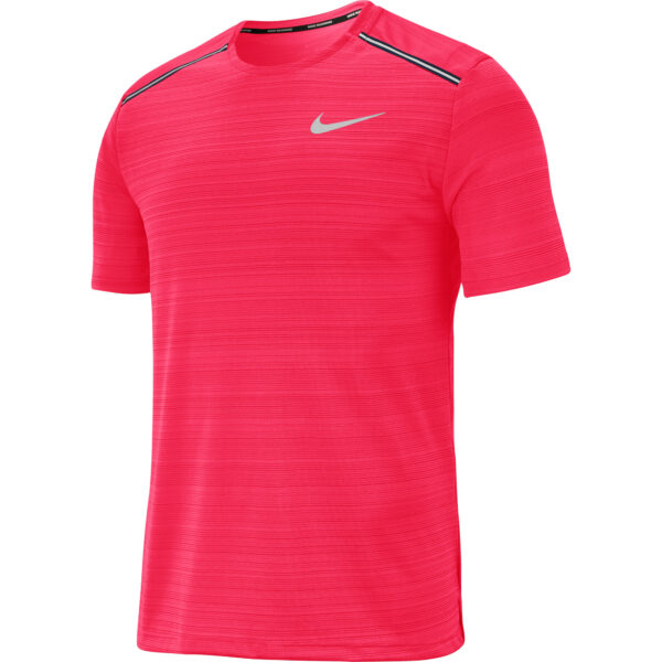 Nike Men's Dri-FIT Miler Short Sleeve - Laser Crimson/HTR/Reflective Silver