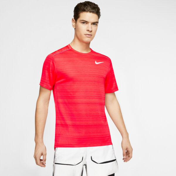 Nike Men's Dri-FIT Miler Short Sleeve - Laser Crimson/HTR/Reflective Silver - Image 4