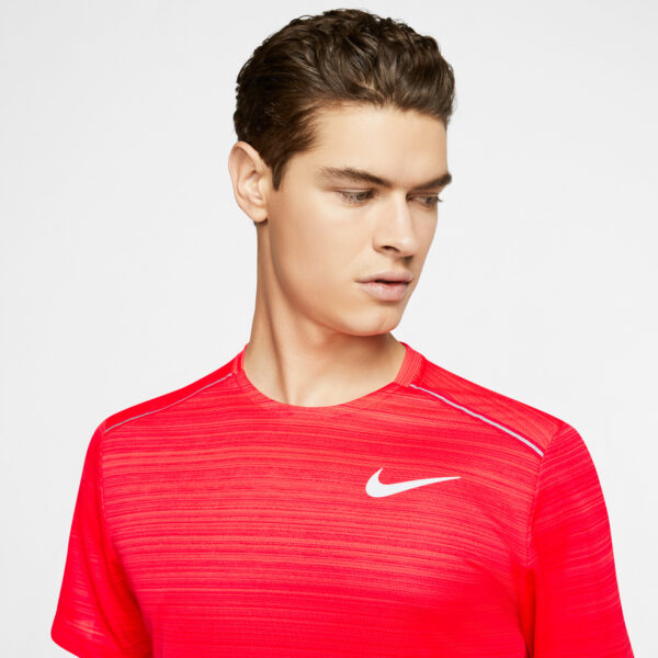 Nike Men's Dri-FIT Miler Short Sleeve - Laser Crimson/HTR/Reflective Silver - Image 5