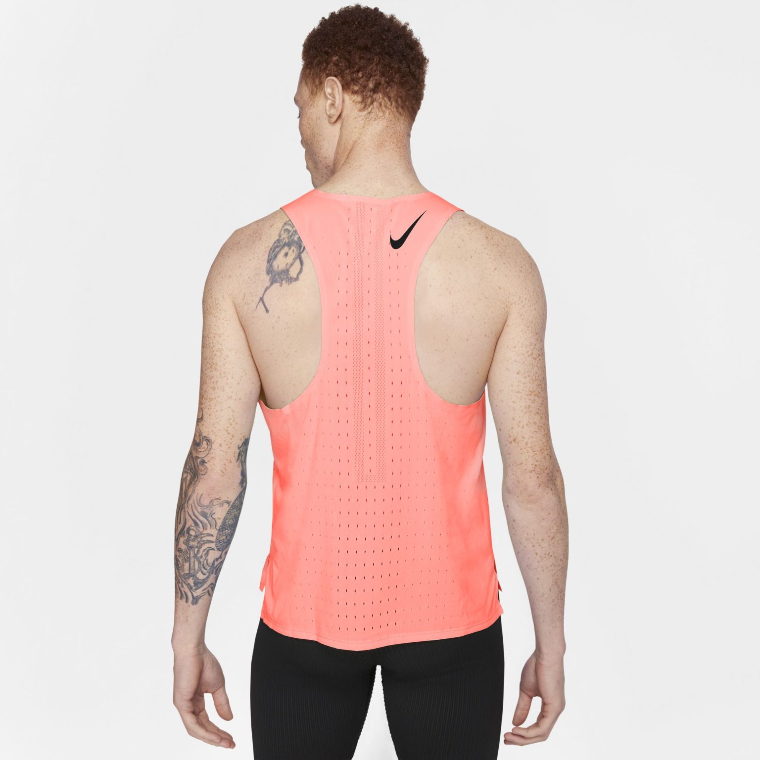 Nike Men's AeroSwift Singlet - Bright Mango/Black - Running Bath