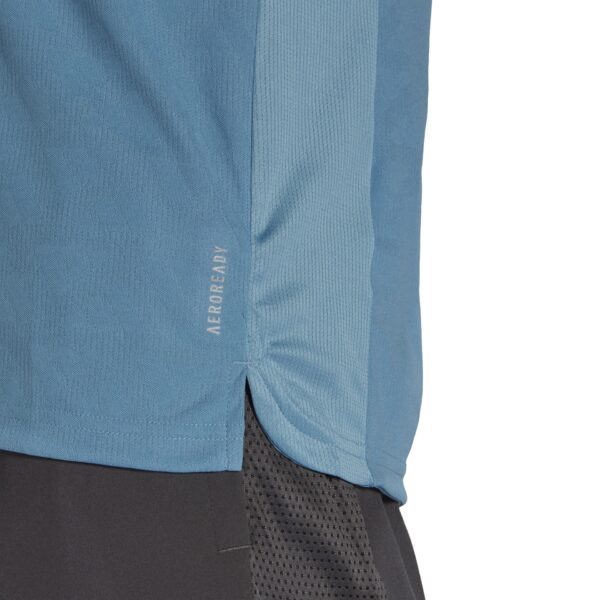 adidas Men's Own The Run 3-Stripes Tee - Hazy Blue/Crew Navy/White - Image 5