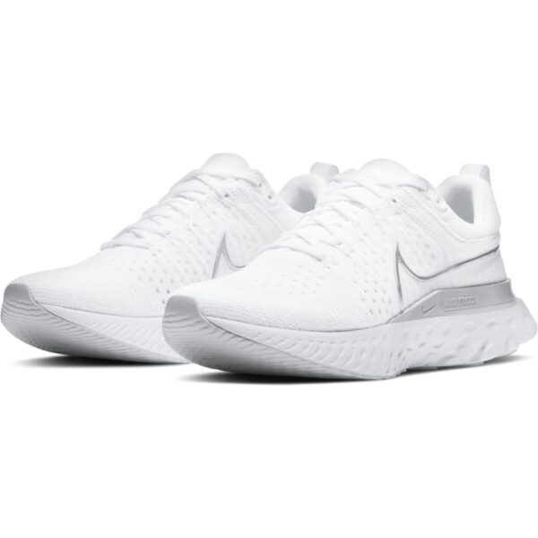 Nike Women's React Infinity Run Flyknit 2 - White/Metallic Silver/Pure Platinum - Image 5