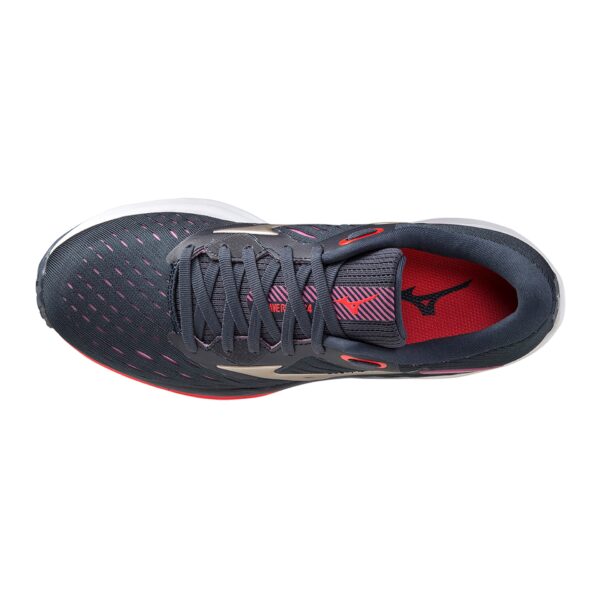 Mizuno Women's Wave Rider 24 - India Ink/Platinum Gold/Ignition Red - Image 3