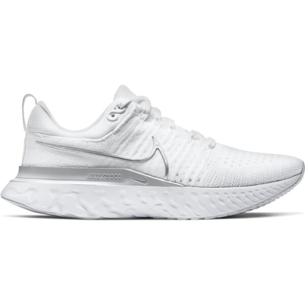 Nike Women's React Infinity Run Flyknit 2 - White/Metallic Silver/Pure Platinum - Image 2