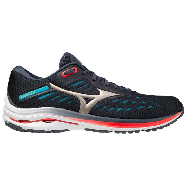 Mizuno Men's Wave Rider 24 - India Ink/Platinum Gold/Scuba Blue