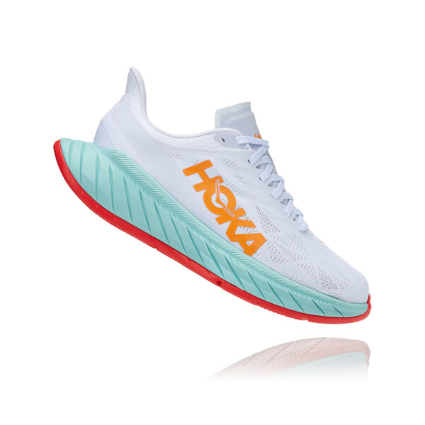 Hoka Men's Carbon X 2 - White/Blazing Orange - Image 3