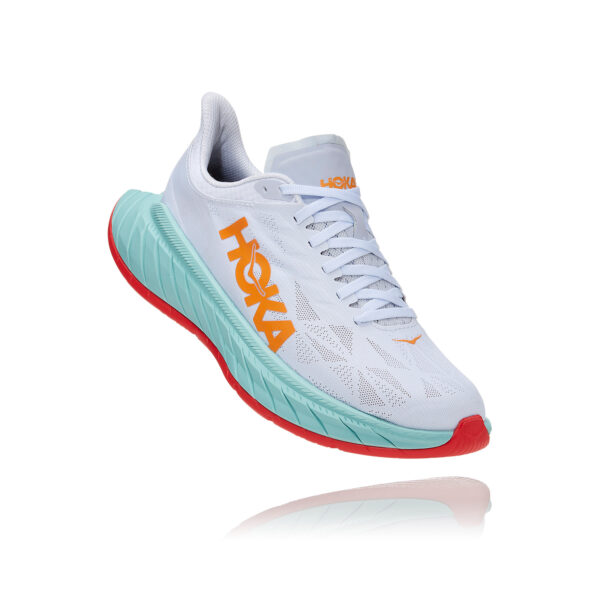 Hoka Women's Carbon X 2 - White/Blazing Orange - Image 2