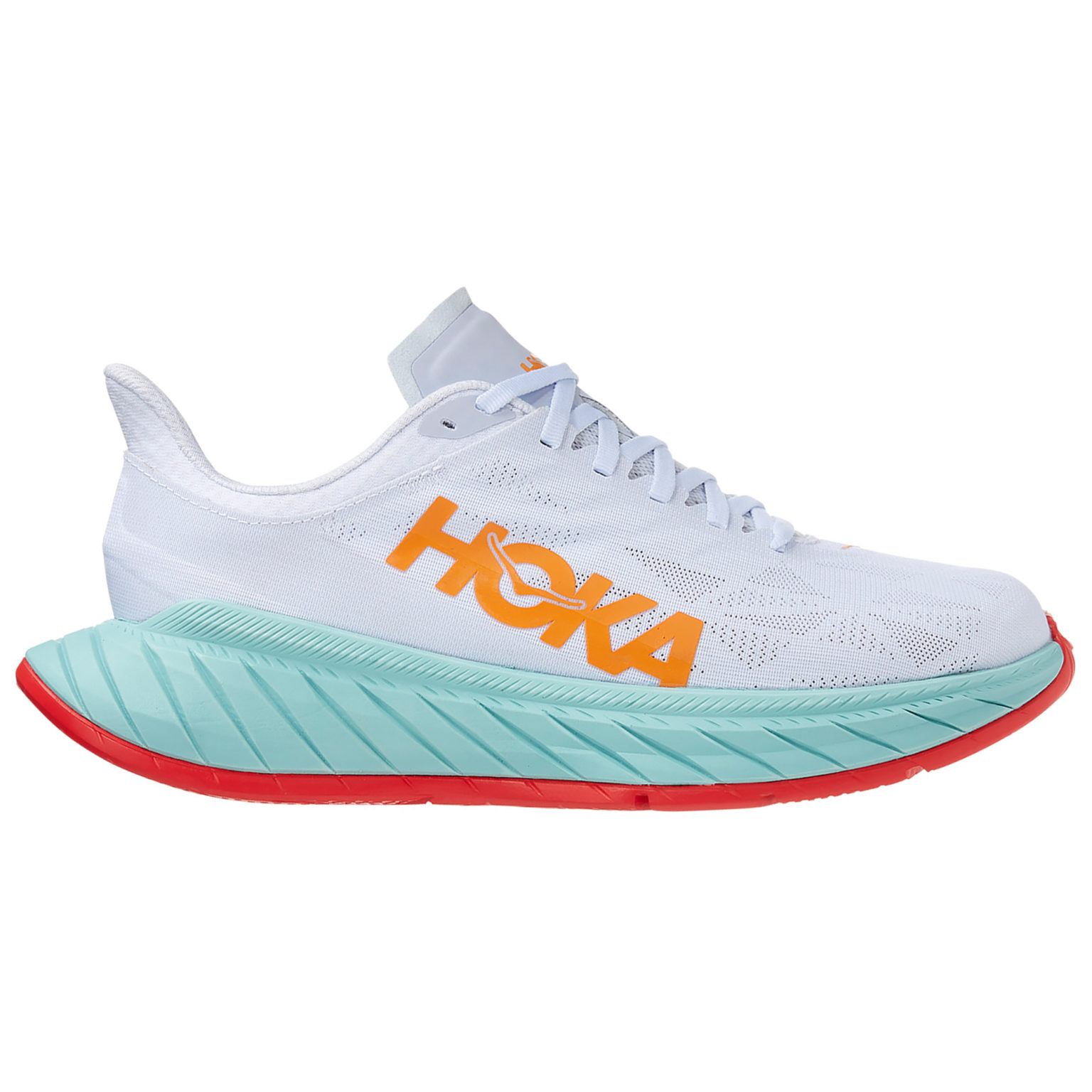 Hoka Women's Carbon X 2 White/Blazing Orange Running Bath