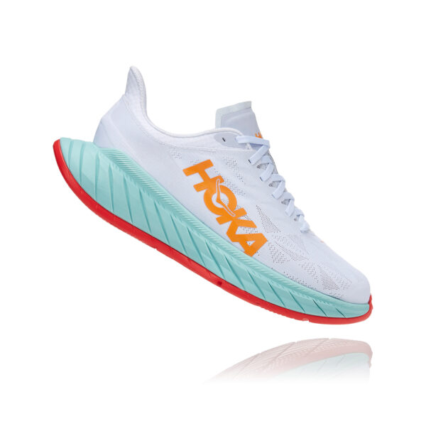Hoka Women's Carbon X 2 - White/Blazing Orange - Image 3