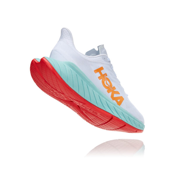 Hoka Women's Carbon X 2 - White/Blazing Orange - Image 4