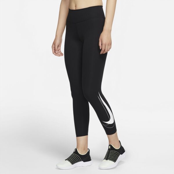 Nike Women's Swoosh Mid-Rise 7/8 Leggings - Black/White