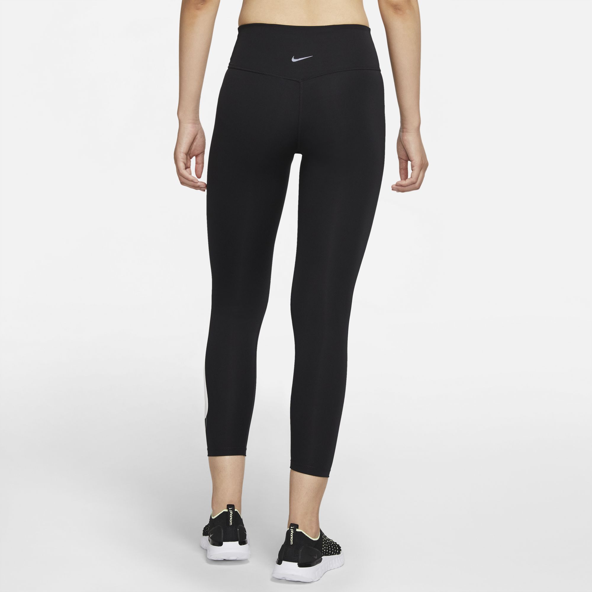 Nike Women's Swoosh Mid-Rise 7/8 Leggings - Black/White - Running Bath