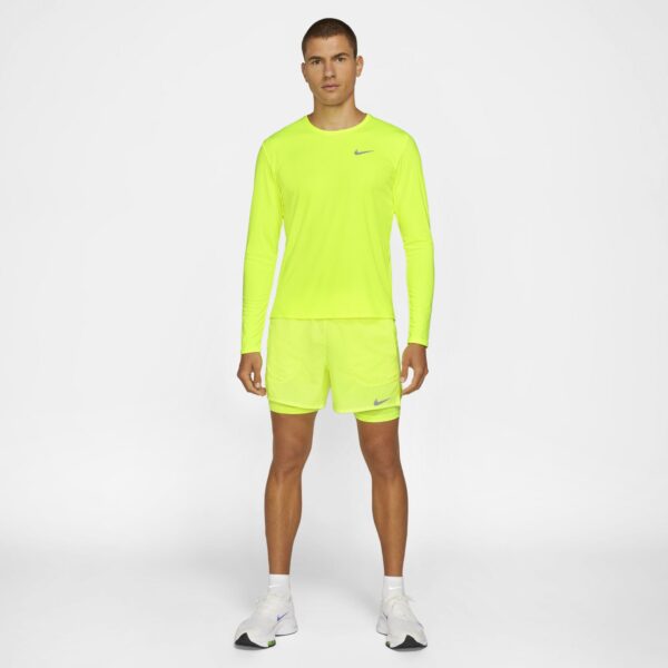 Nike Men's Dri-FIT Miler Long Sleeve - Volt/Reflective Silver - Image 3