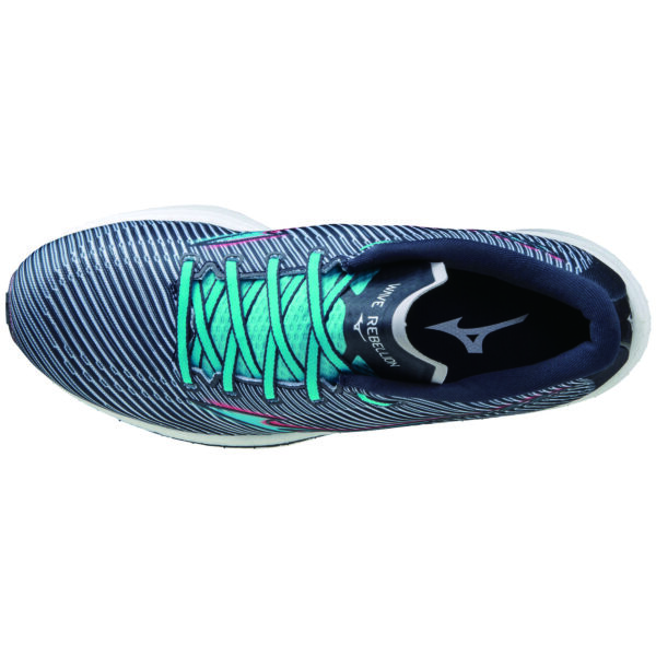 Mizuno Women's Wave Rebellion - India Ink/Scuba Blue/Cayenne - Image 3