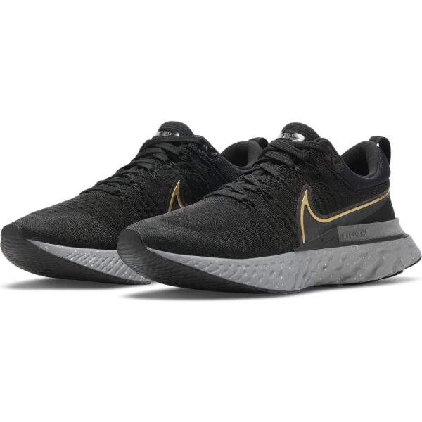 Nike Men's React Infinity Run Flyknit 2 - Black/Metallic Gold/Smoke Grey/Grey Fog - Image 3