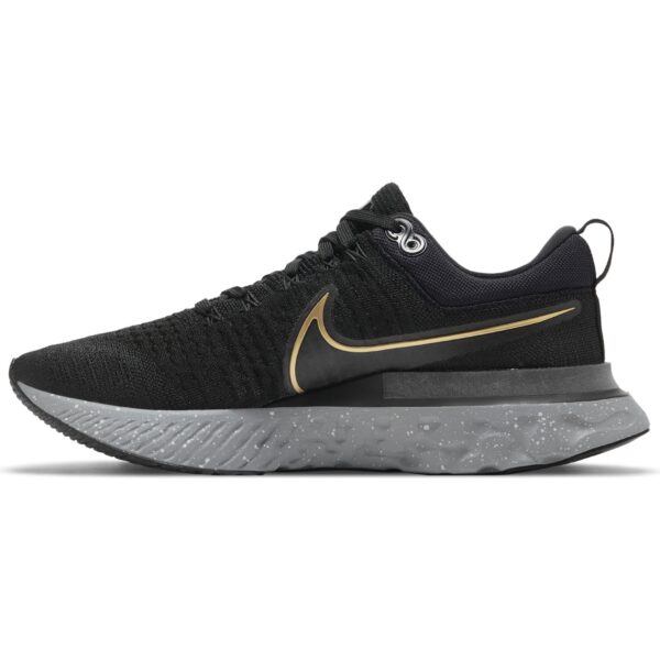 Nike Men's React Infinity Run Flyknit 2 - Black/Metallic Gold/Smoke Grey/Grey Fog - Image 2
