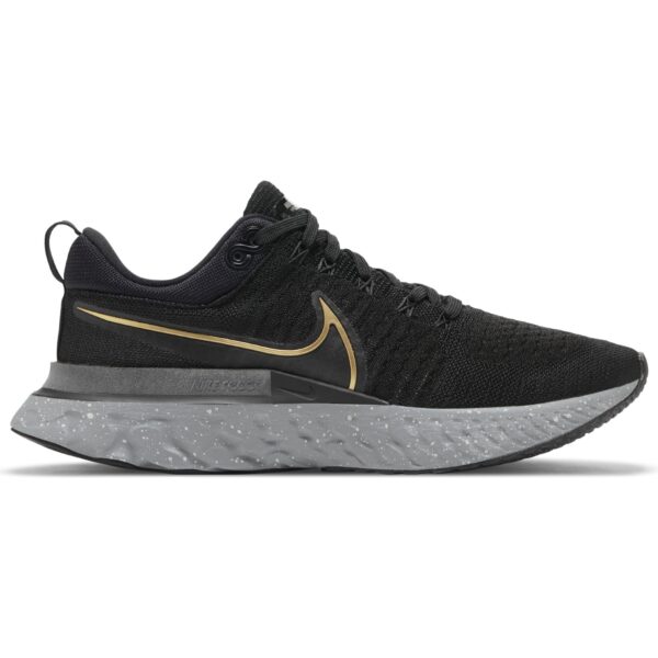 Nike Men's React Infinity Run Flyknit 2 - Black/Metallic Gold/Smoke Grey/Grey Fog