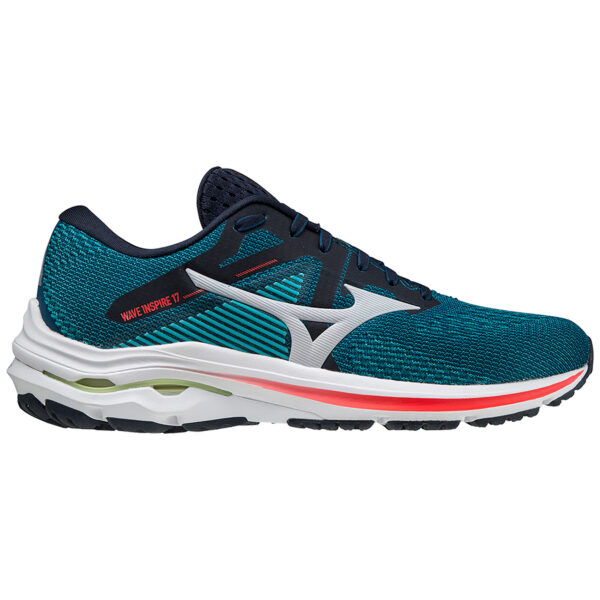 Mizuno Men's Wave Inspire 17 - Gibraltor Sea/Nimbus Cloud/Ignition Red