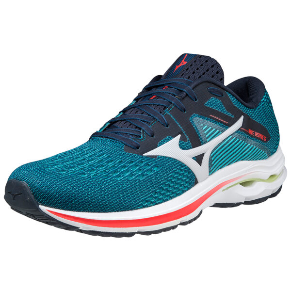 Mizuno Men's Wave Inspire 17 - Gibraltor Sea/Nimbus Cloud/Ignition Red - Image 3