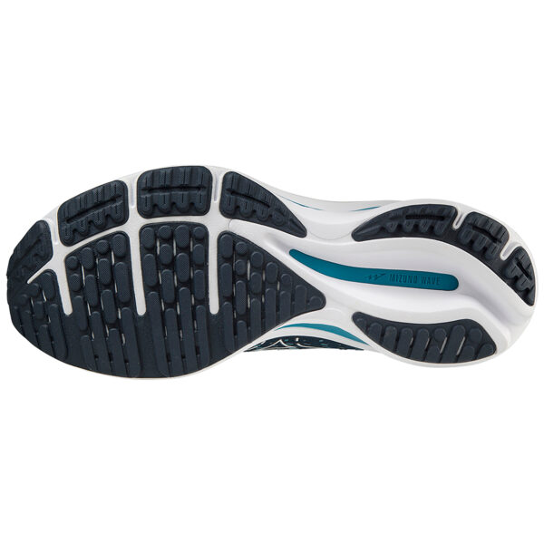 Mizuno Men's Wave Rider 25 - Gibraltar Sea/White/Green Gecko - Image 6