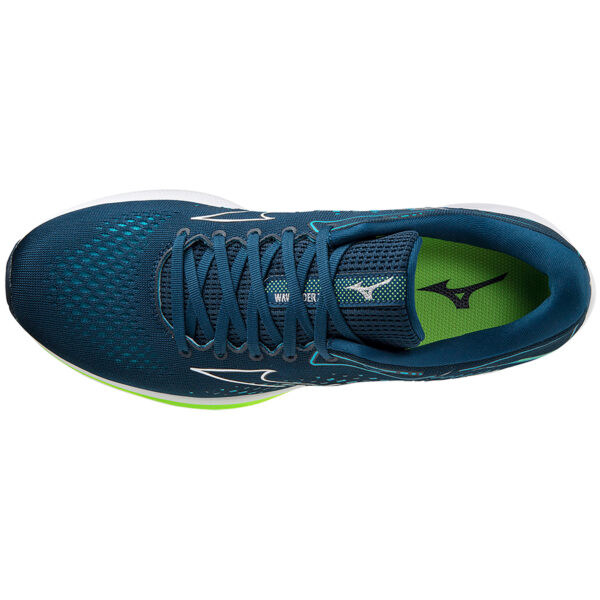 Mizuno Men's Wave Rider 25 - Gibraltar Sea/White/Green Gecko - Image 5