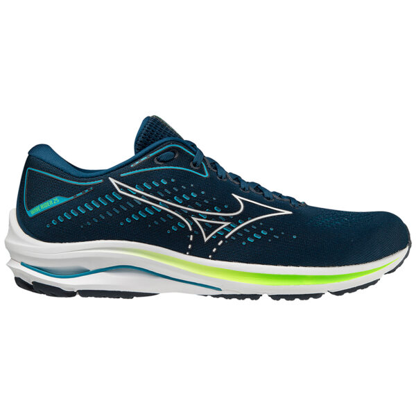 Mizuno Men's Wave Rider 25 - Gibraltar Sea/White/Green Gecko