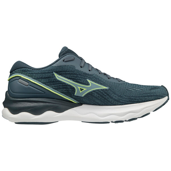 Mizuno Men's Wave Skyrise 3 - Smoke Blue/Neo Lime/Neon Flame - Image 2