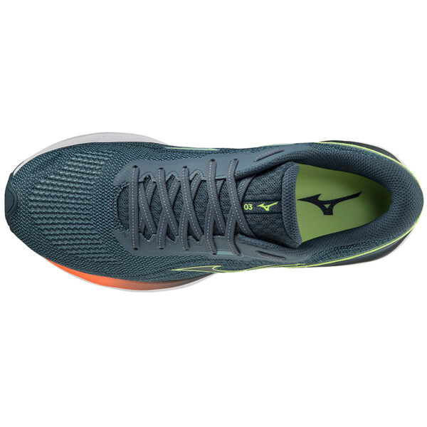Mizuno Men's Wave Skyrise 3 - Smoke Blue/Neo Lime/Neon Flame - Image 4