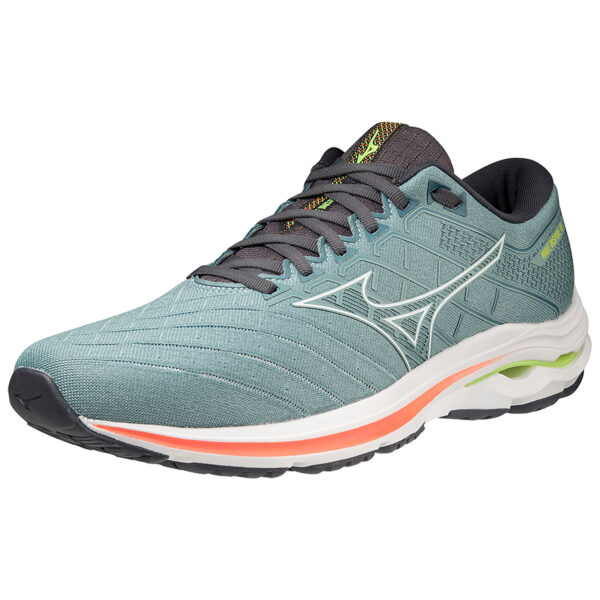 Mizuno Men's Wave Inspire 18 - Smoke Blue/White/Neon Flame - Image 3
