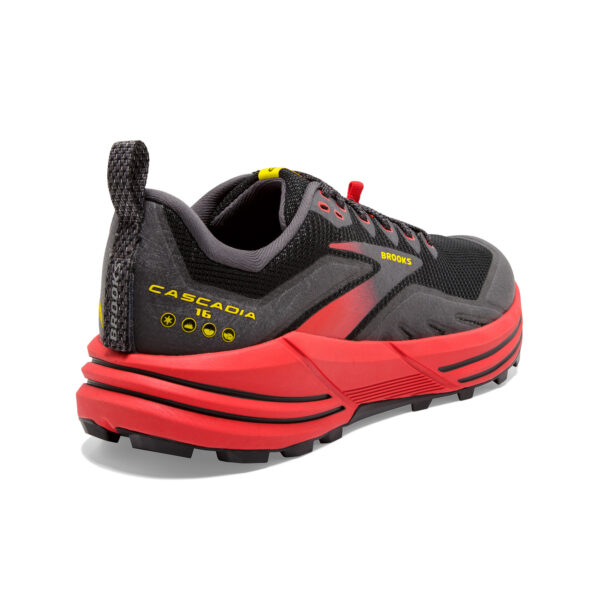 Brooks Men's Cascadia 16 - Black/Fiery Red/Blazing Yellow - Image 4