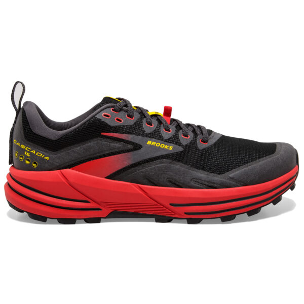 Brooks Men's Cascadia 16 - Black/Fiery Red/Blazing Yellow