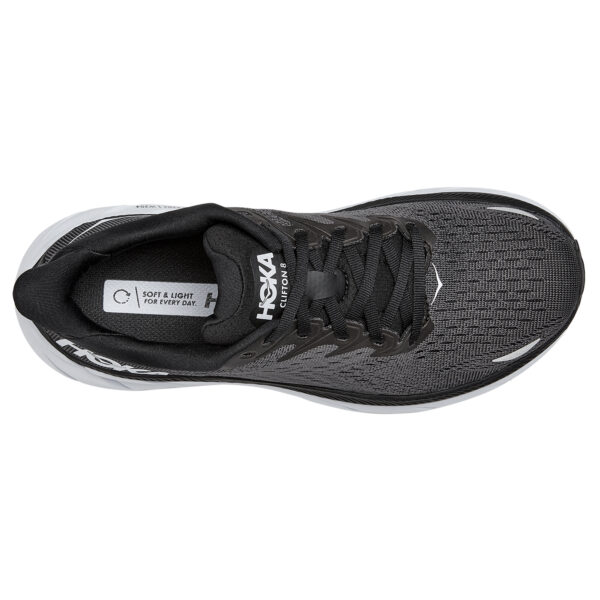 Hoka Women's Clifton 8 Wide - Black/White - Image 6