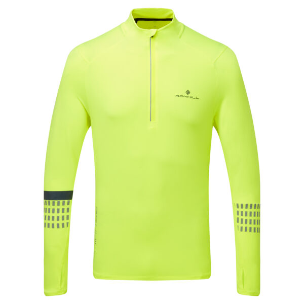 Ronhill Men's Afterhours 1/2 Zip Tee - Fluo Yellow/Charcoal/Reflective
