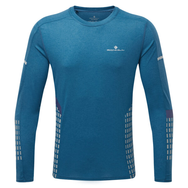 Ronhill Men's Afterhours L/S Tee - Admiral/Limestone/Reflective